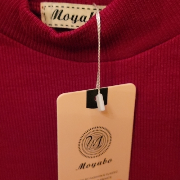 Moyabo Floral Turtleneck Ribbed Knit Long Sleeve Slim Fit S - Picture 6 of 10